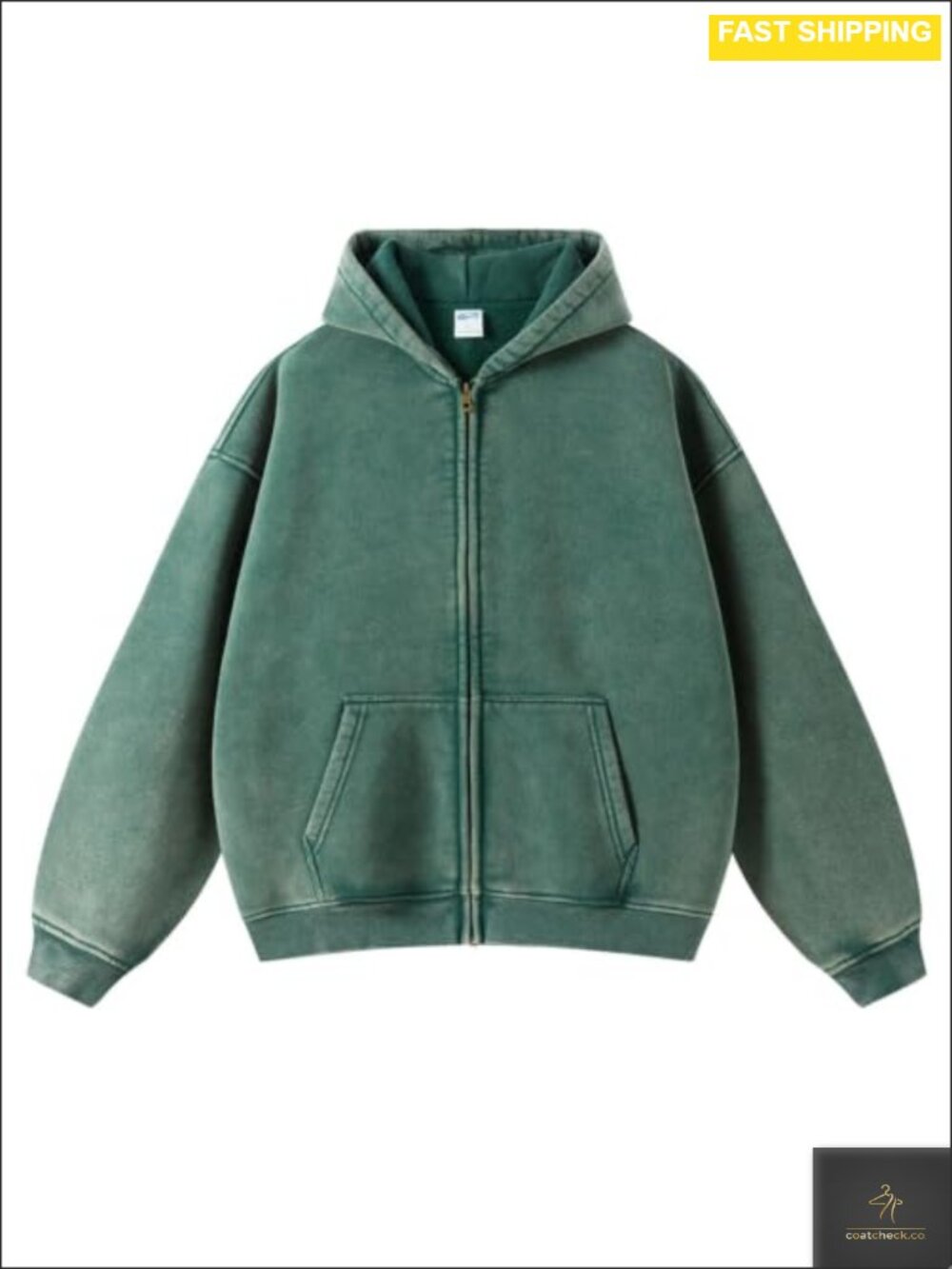 Unbranded Womens Zip Up Hoodie Oversized Acid Wash Sweatshirt with Pockets